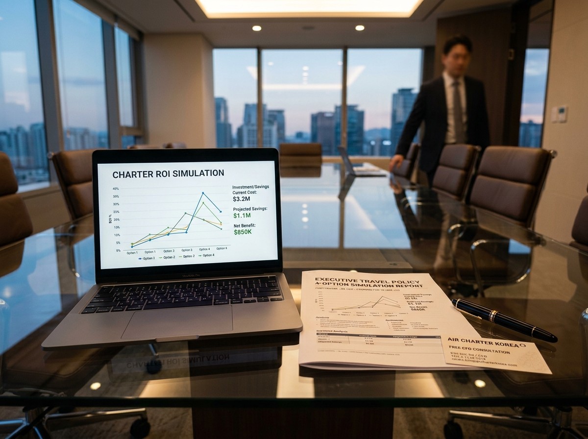ACK free CFO executive travel consulting — 4-option ROI simulation, NDA, board-ready deliverables