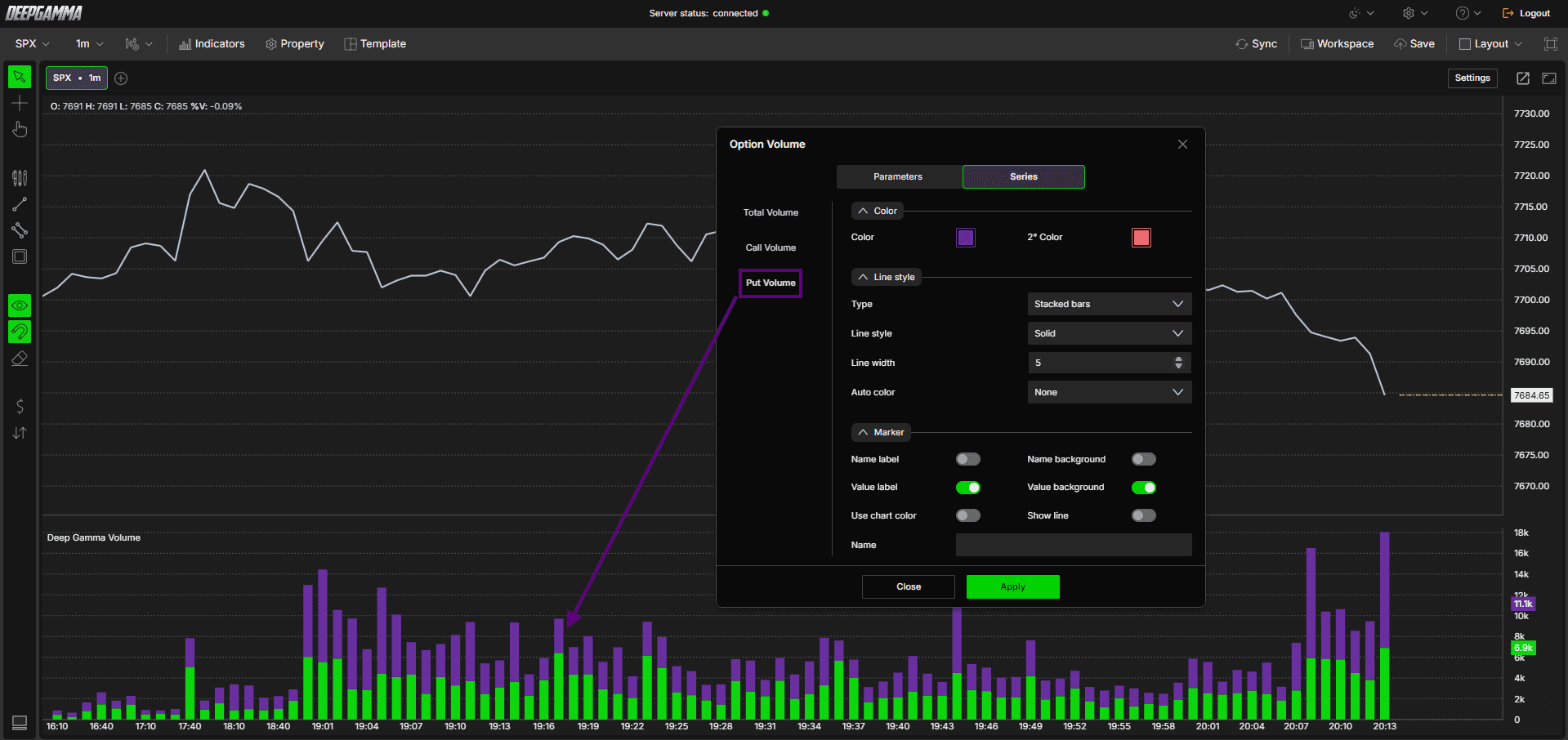 Option Volume - DeepGamma Web. Series screenshot 6.