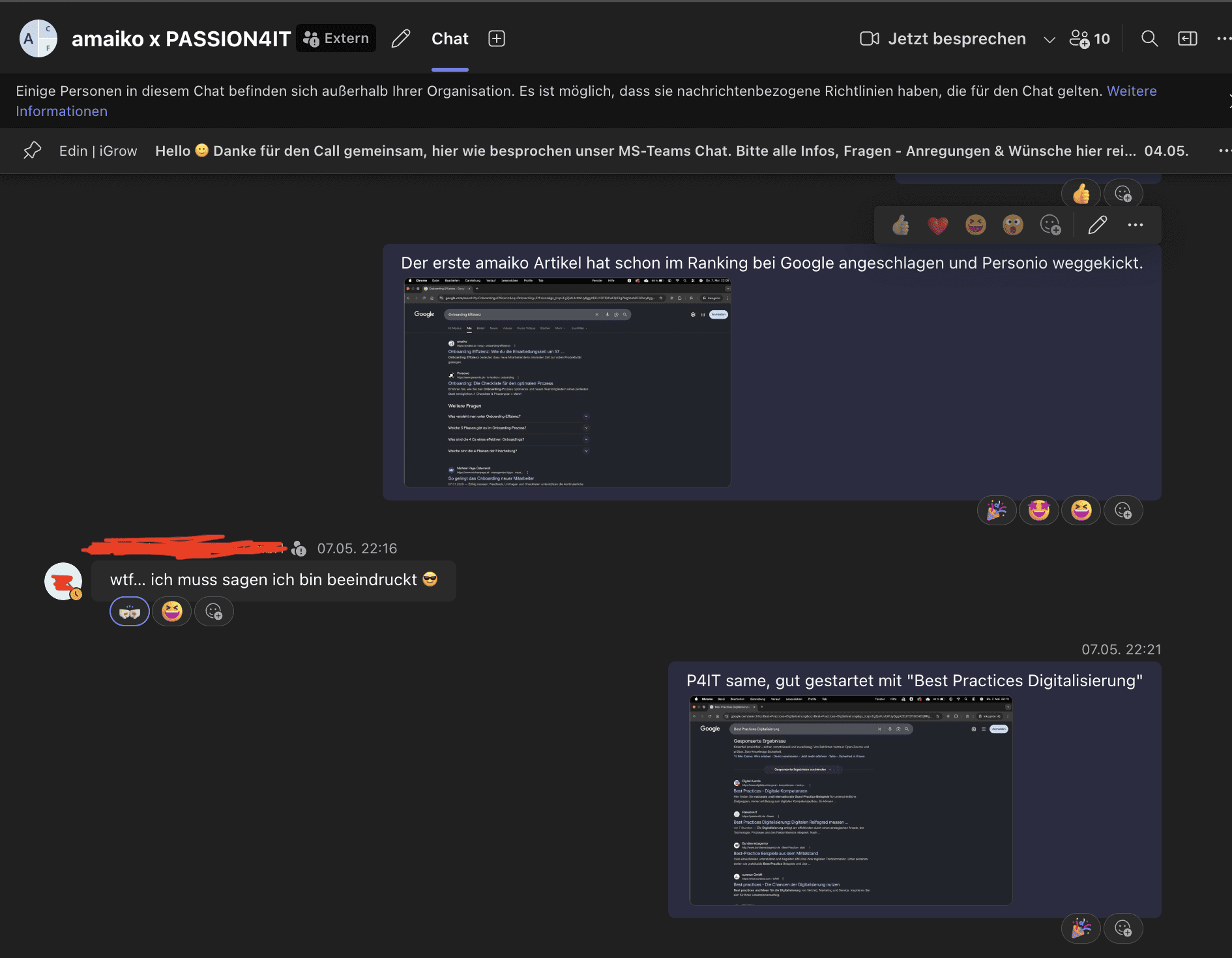 amaiko-teams-chat-google-ranking-personio-ueberholt-kundenfeedback