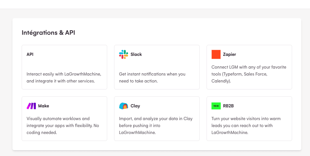 La Growth Machine Review - integrations