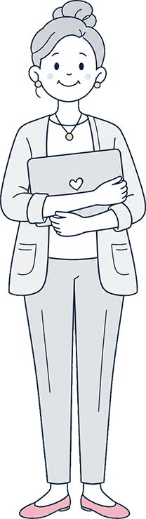 Illustration of a smiling woman in professional attire holding a laptop