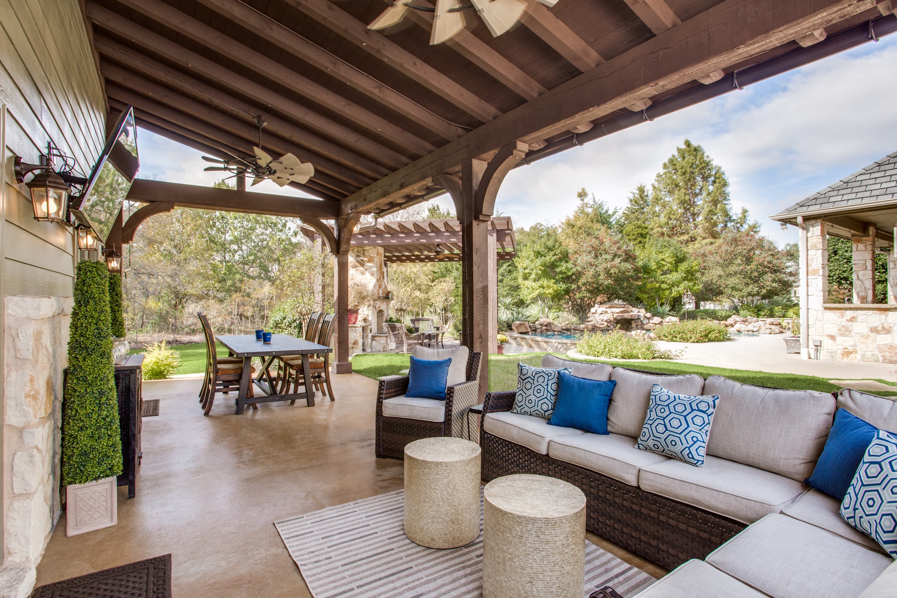 luxury man cave patio construction