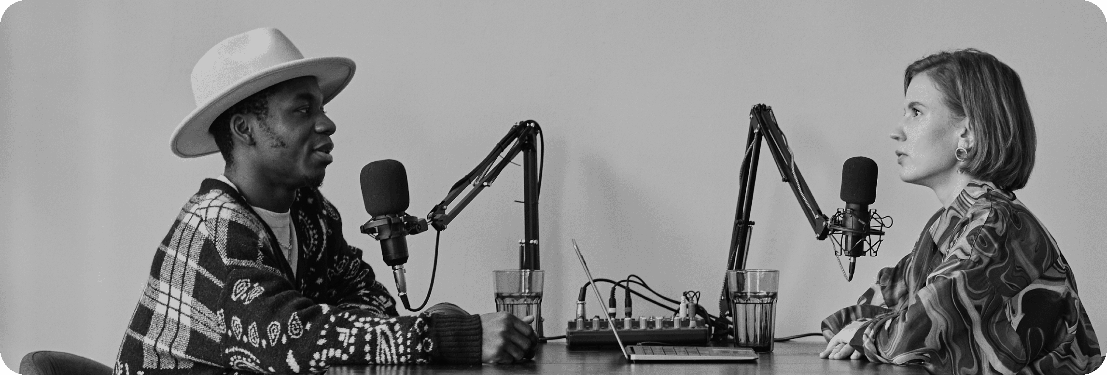 a women podcast host sharing stories