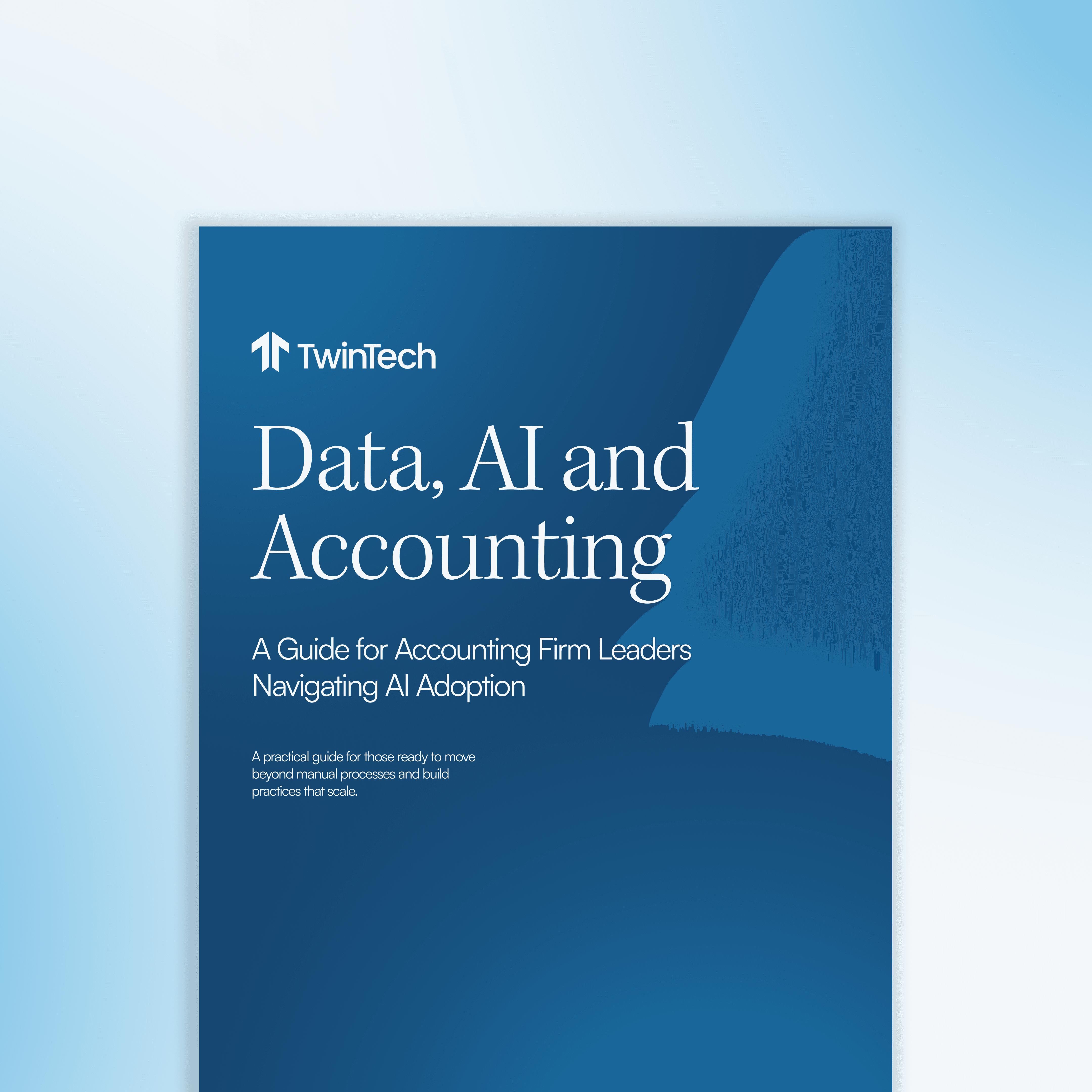 Stack of TwinTech e-book pages showcasing the AI strategy guide and executive summary.