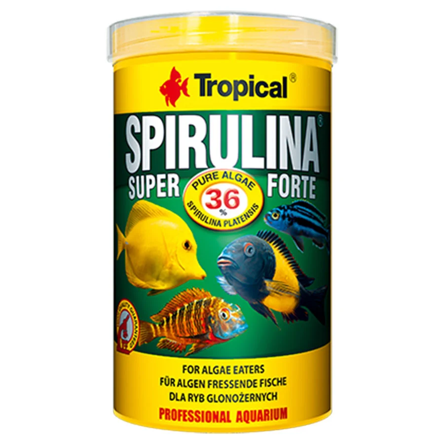 A tub of Tropical Fish Food