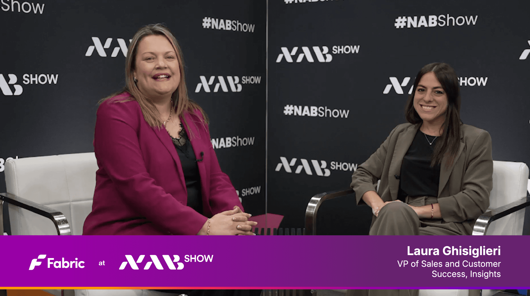 Laura Ghisiglieri, VP of Sales and Customer Success at Fabric, interviewed on stage at NAB Show 2026 in Las Vegas.