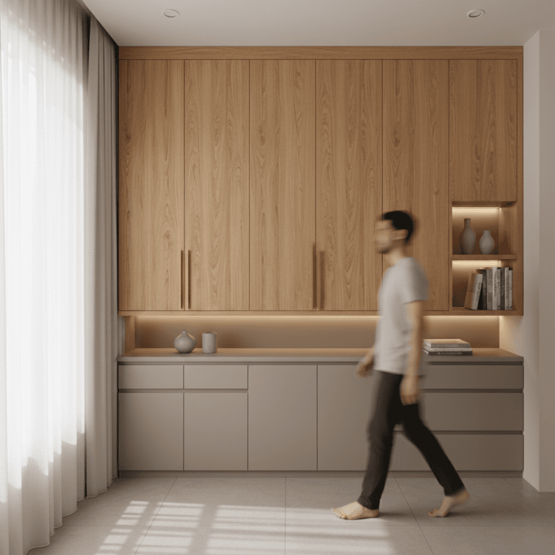 A serene outdoor seating area with two chairs, surrounded by lush greenery and a glassed-in structure.