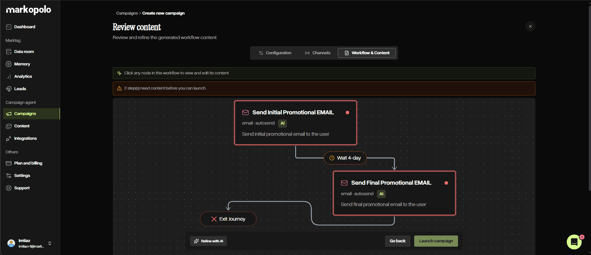 Example of an email marketing automation flow for eCommerce brands
