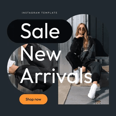 Geometric Shapes Dark Grey New Arrivals Fashion Sale Instagram Post Template