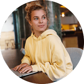 girl sitting in a coffee shop
