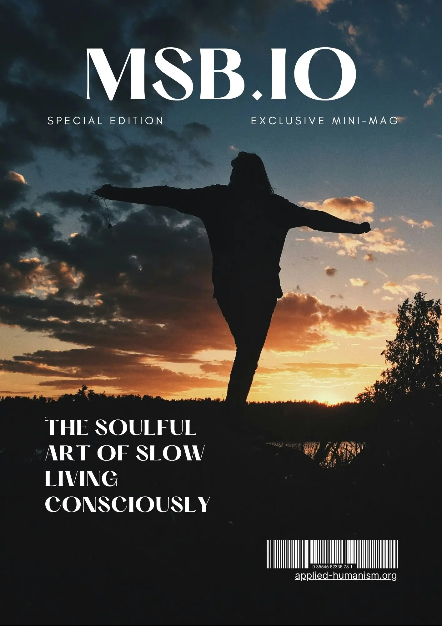 Silhouette of a woman turning freely at sunrise — MSB.iO Mini-Mag, exploring the soulful art of slow living consciously.