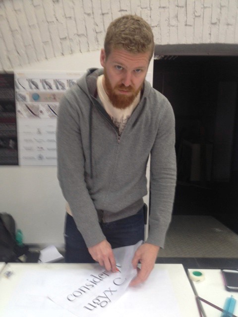 student working on creating typefaces