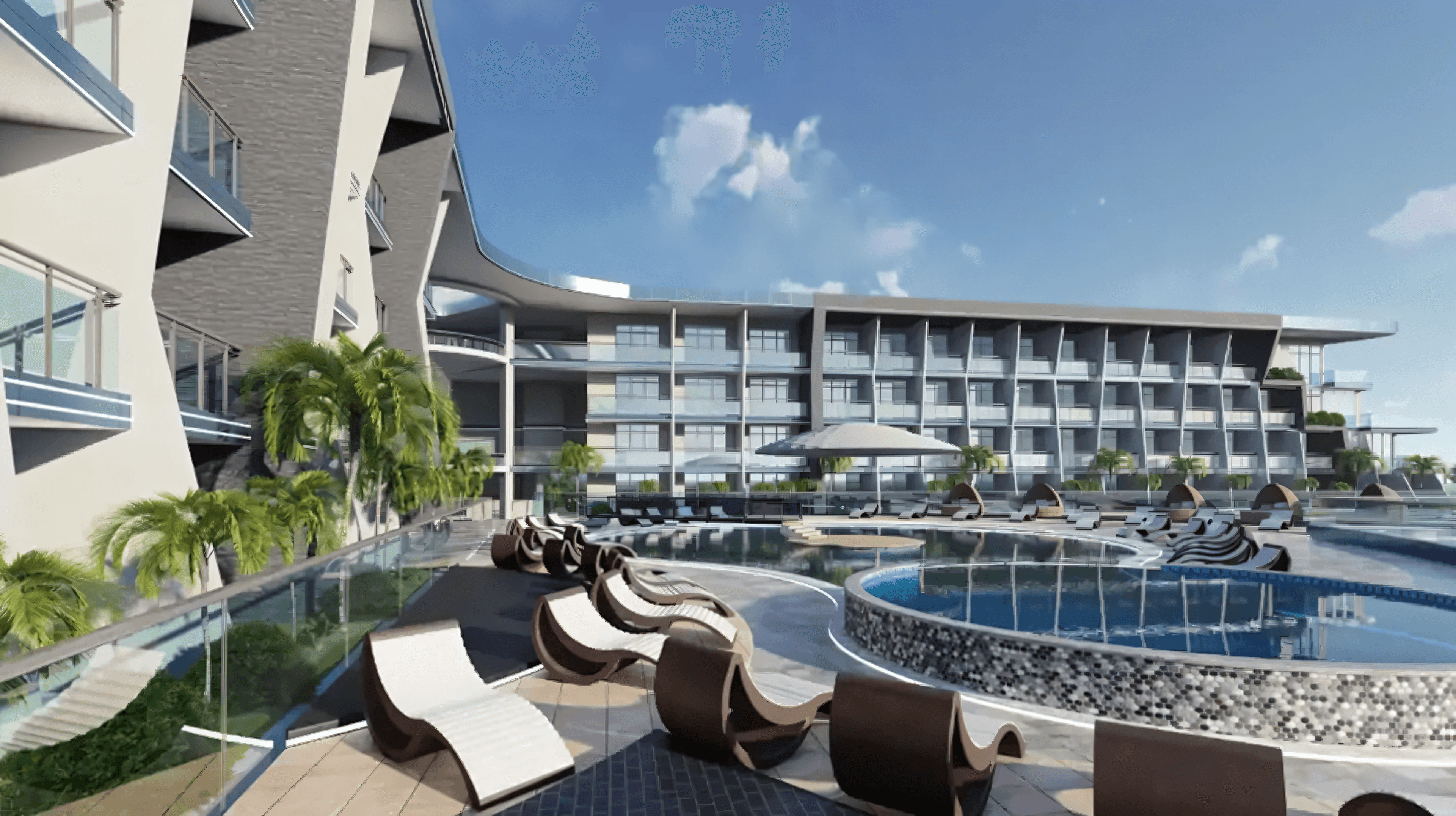 A new beachfront hotel is being built on Samana Golf Avenue, with construction equipment and workers visible.