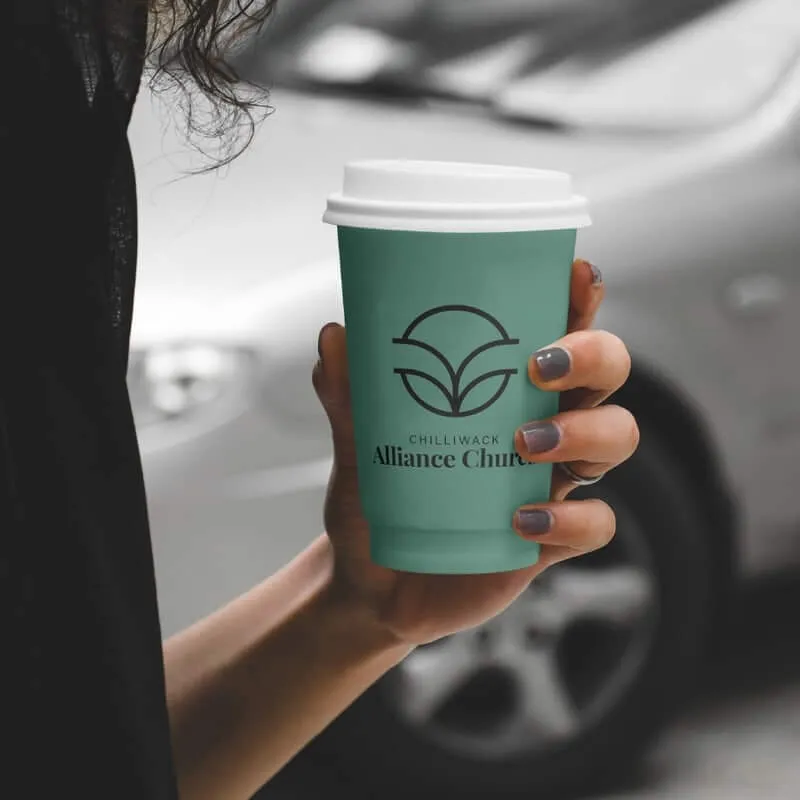 Chilliwack Alliance Church branded mug displaying the company visual identity