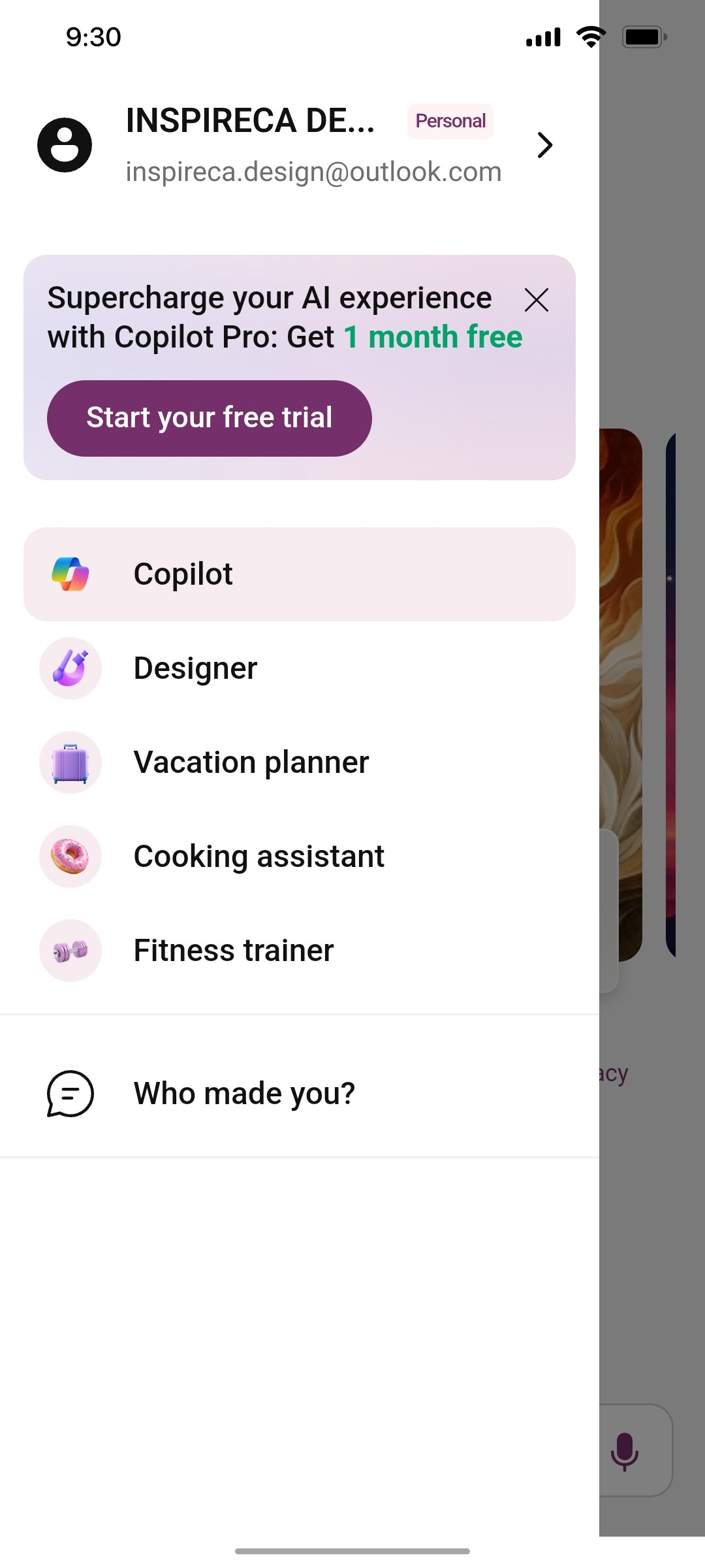 Microsoft Copilot Copilot screen