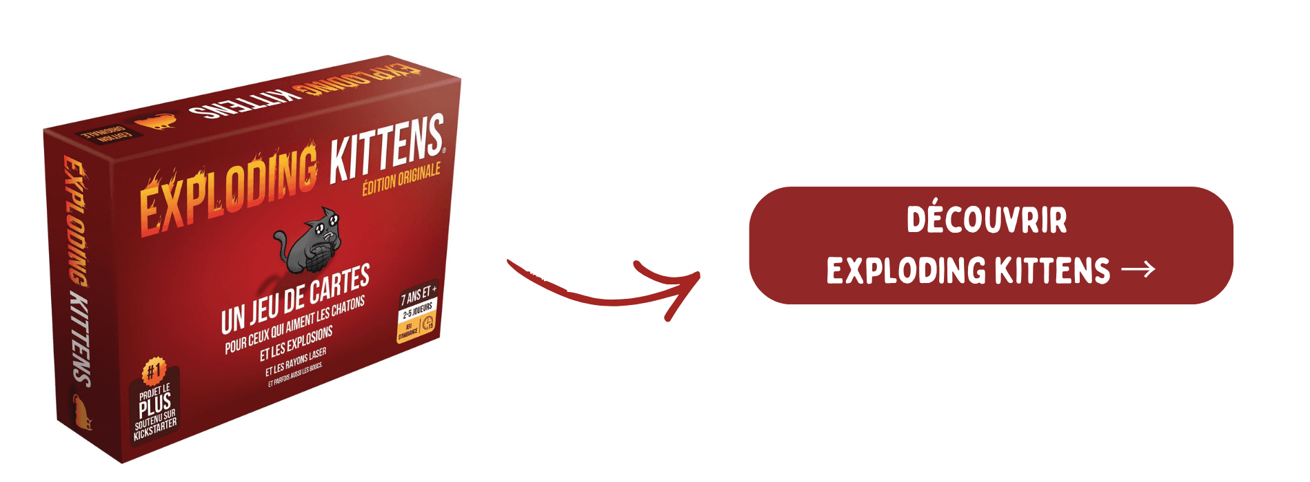 Exploding Kittens sur fond blanc et bouton d'achat