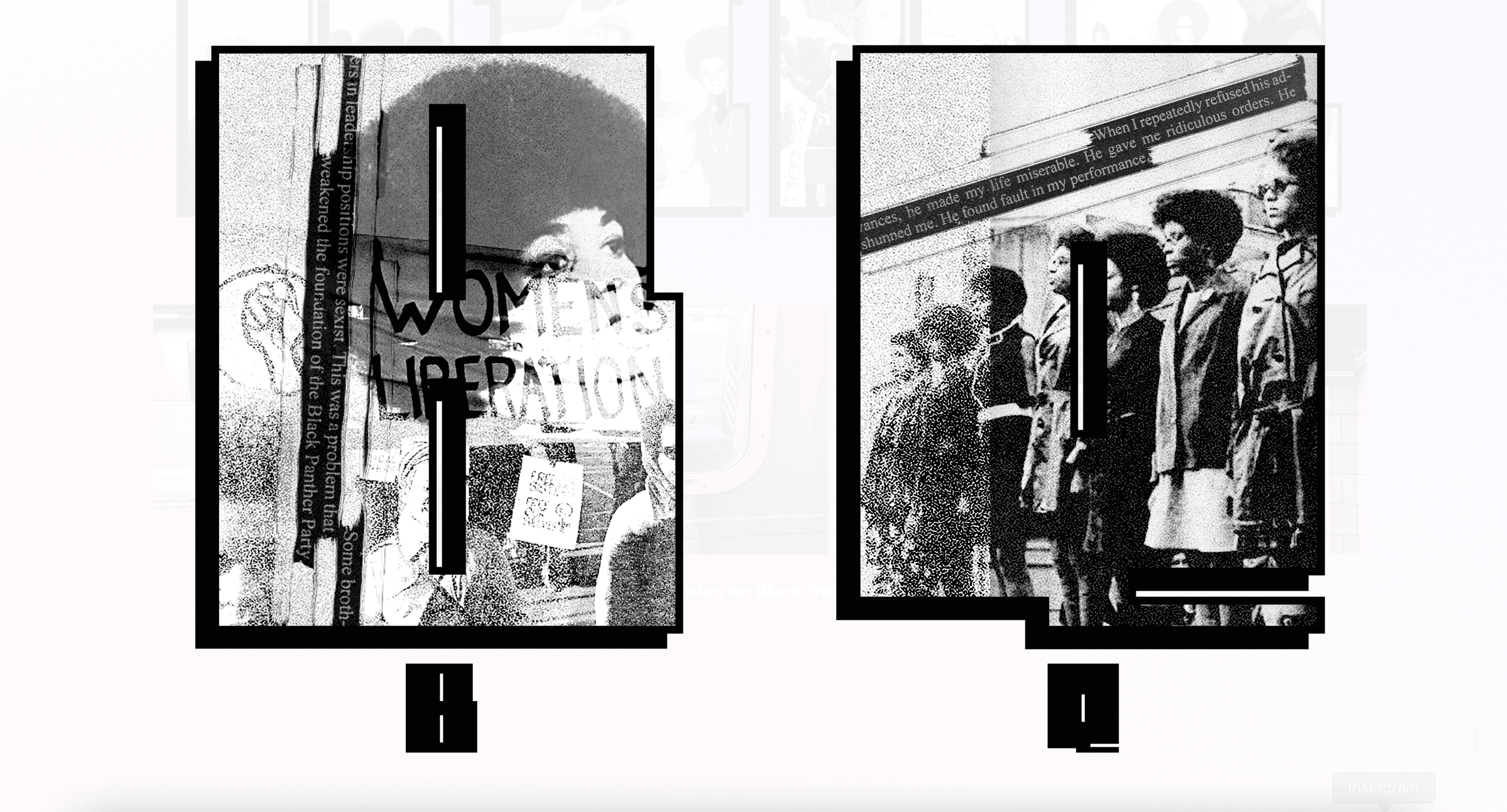 black and with block typeface with photography