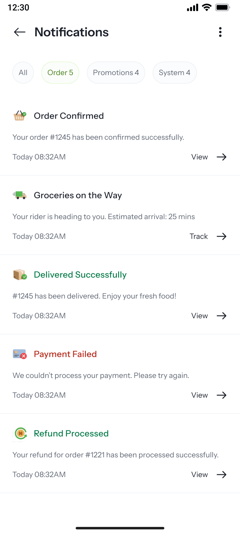 Homepage & Notifications, screen 2