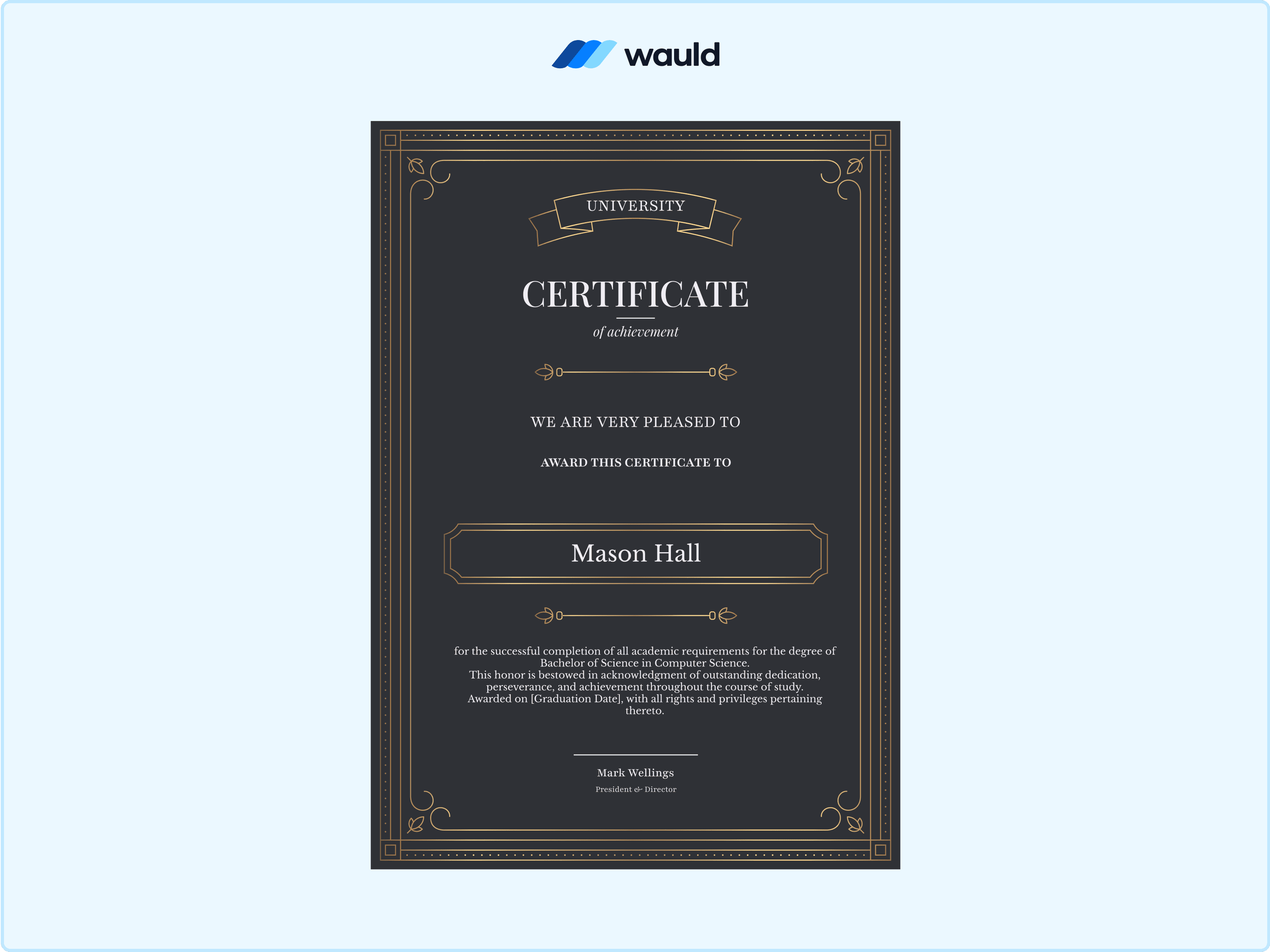 Wauld - Premium and Bold Graduation certificate template