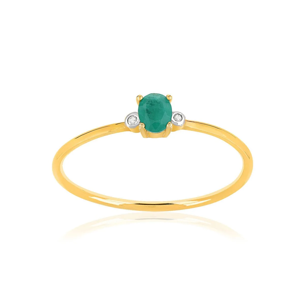 Bague en deux ors 375 sertie de diamants et émeraudes
