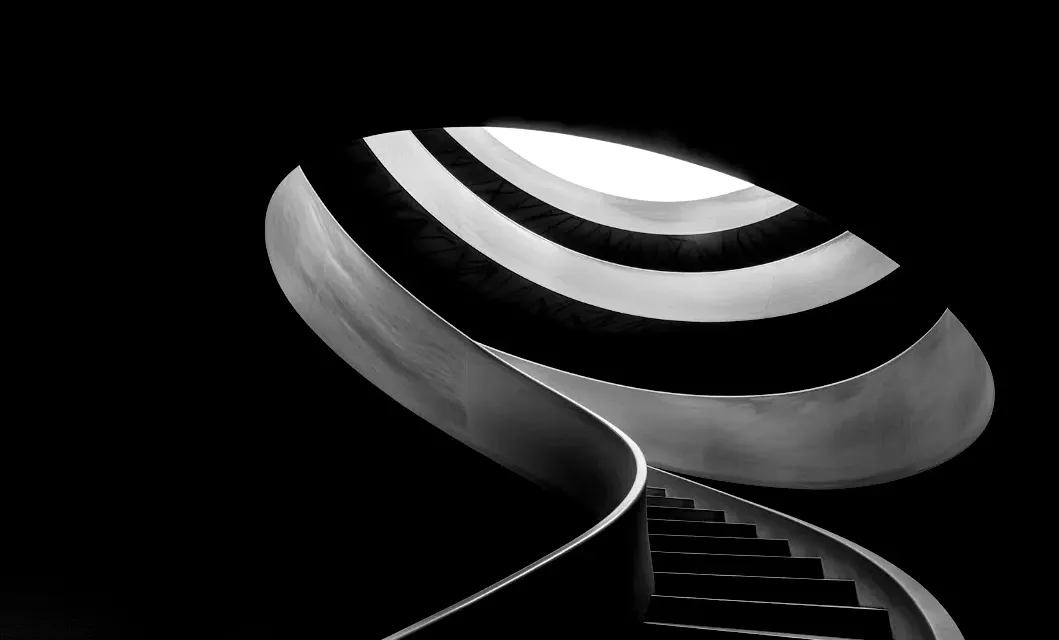 Modern Spiral Staircase in Monochrome 