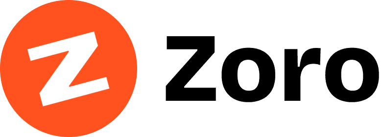 Velory logo with an orange abstract symbol.
