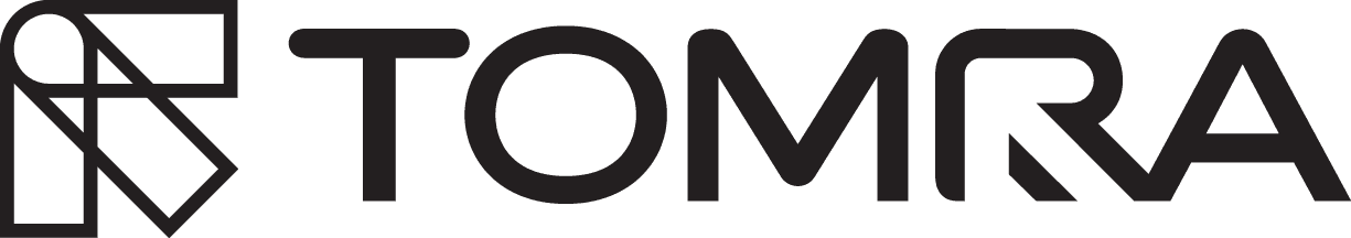 Textlogo von Tomra, das den Namen in einer modernen Schriftart mit einem klaren Designelement zeigt.