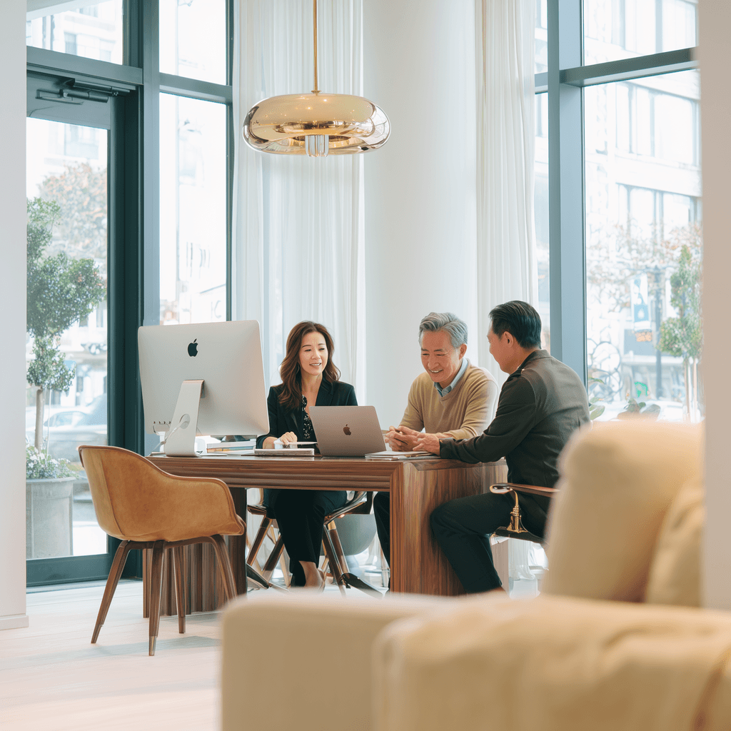 A business meeting in a high end office