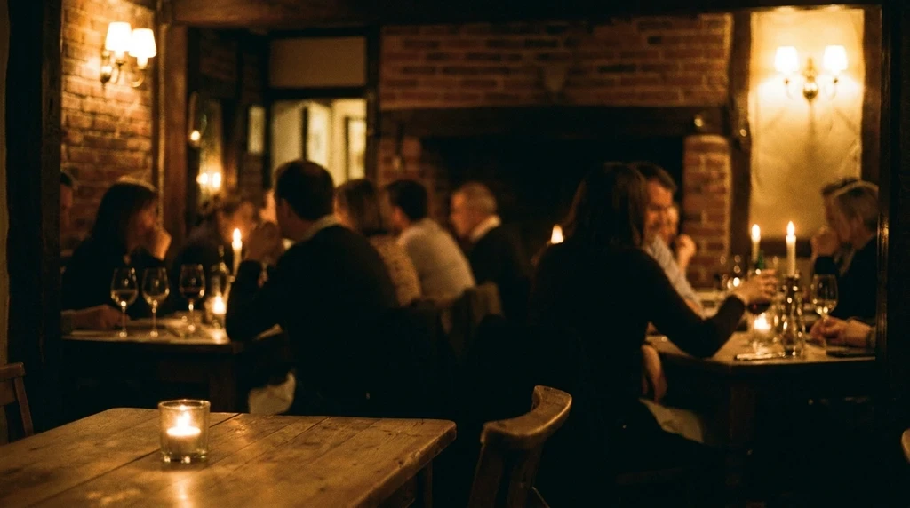 The dining room at half past eight, every table candlelit and full of guests