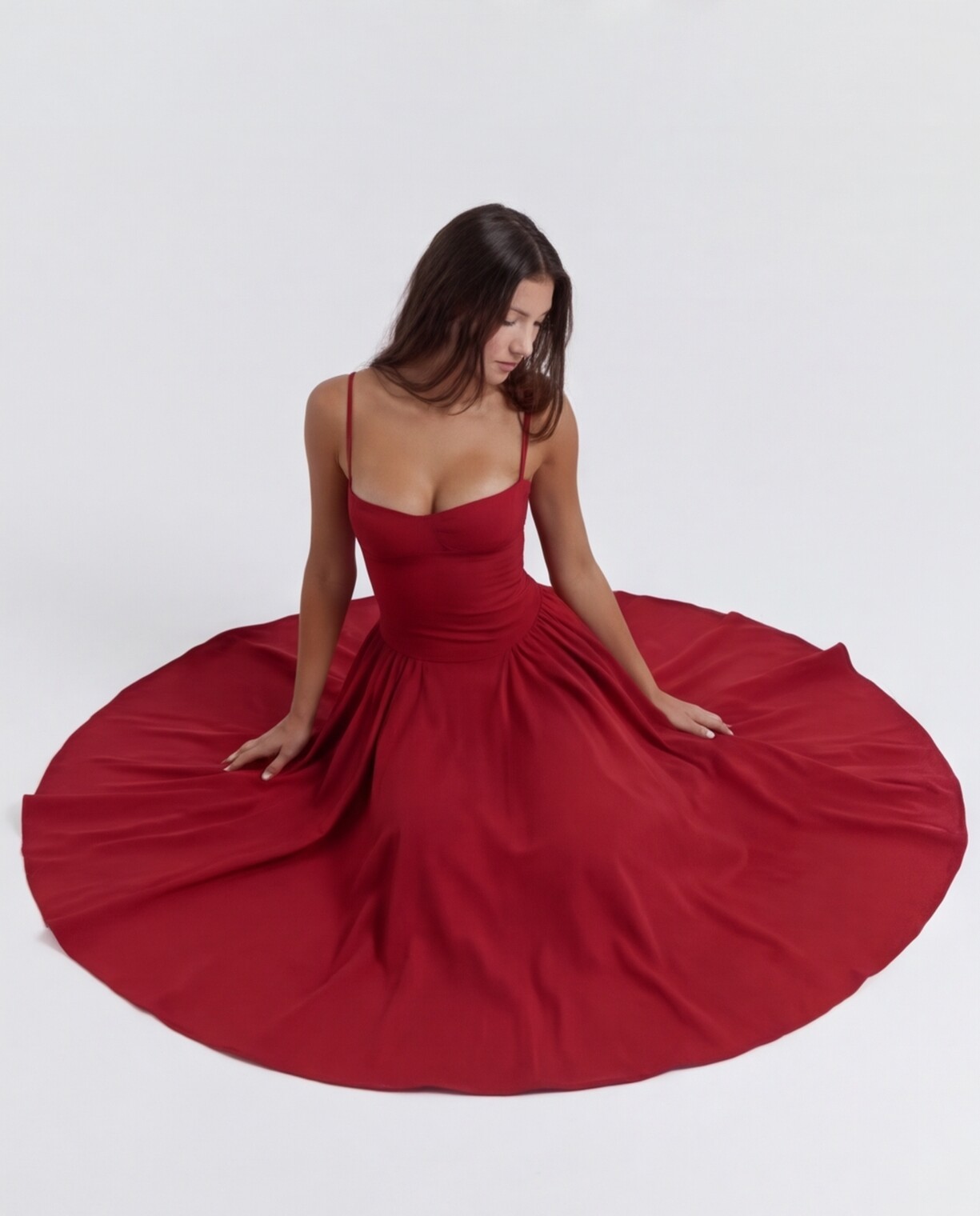 Red Sweetheart Midi Dress