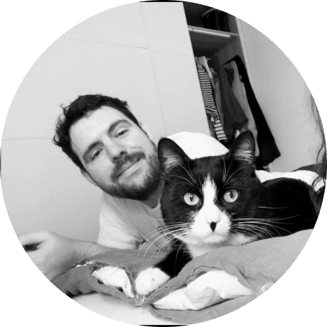 A photo of me (Andres) and my cat (Nicanor)
