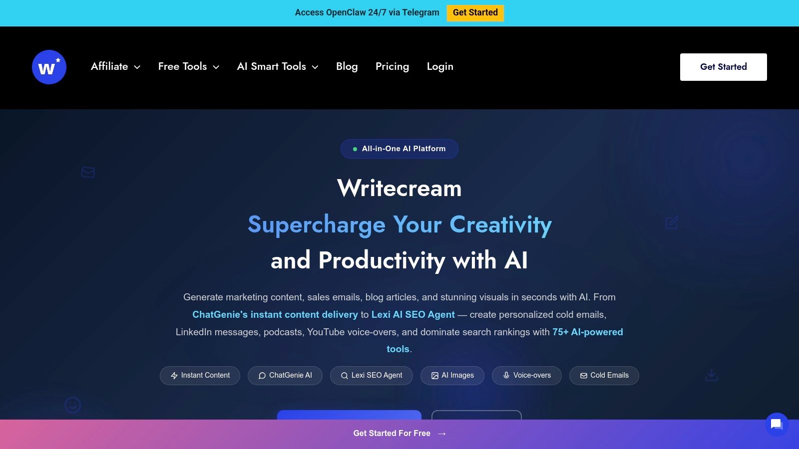 Writecream (Free tools / Free‑forever plan)