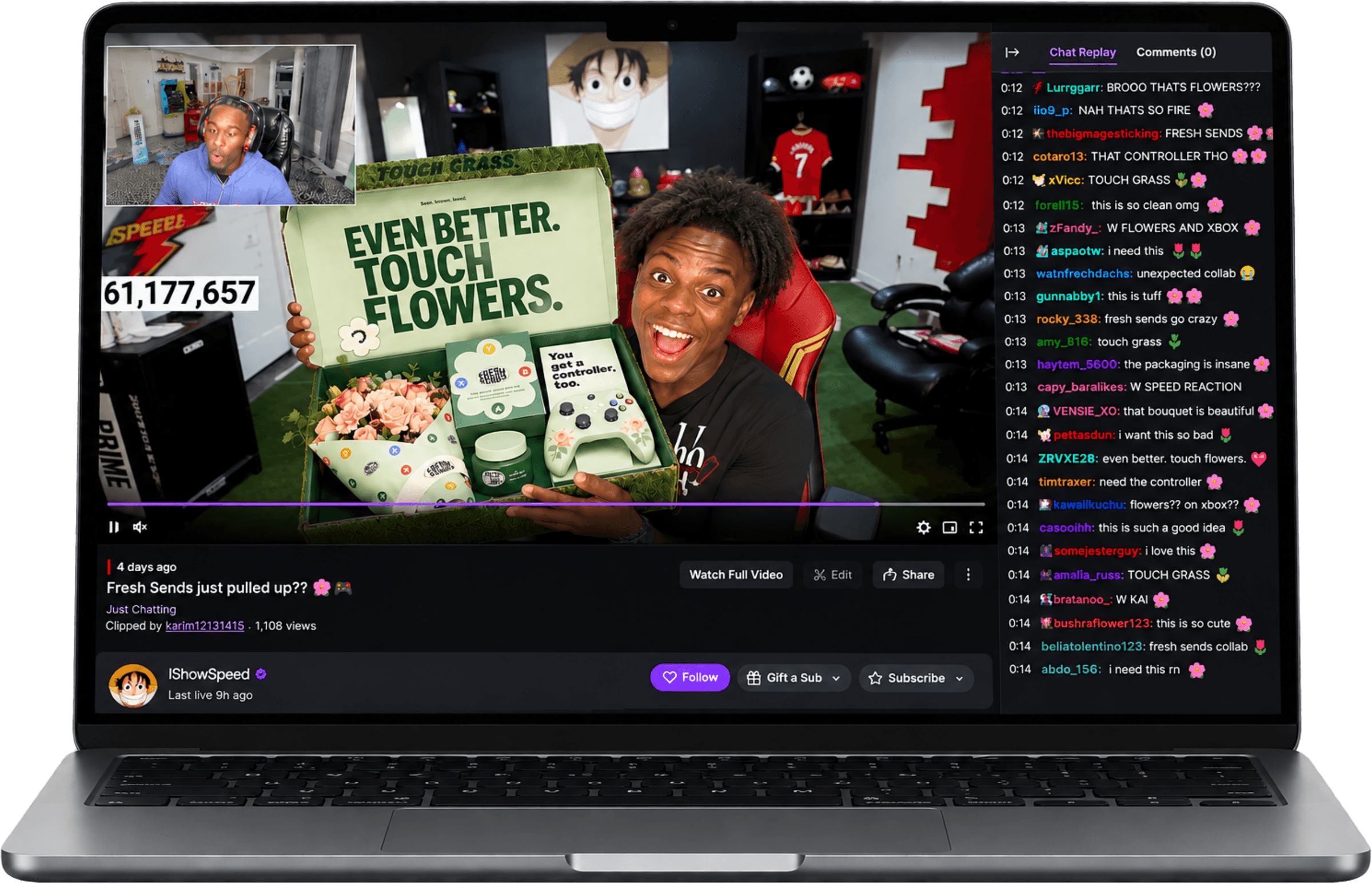 IShowSpeed opens a Fresh Sends × Xbox box from Kai Cenat live on Twitch
