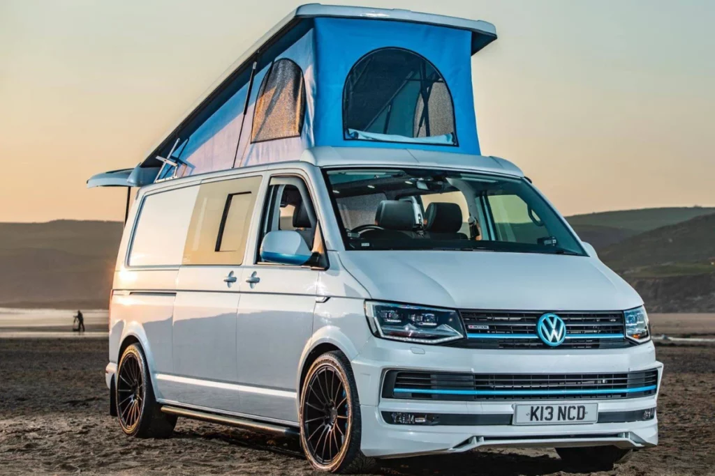 VW Transporter camper van conversion with pop top roof