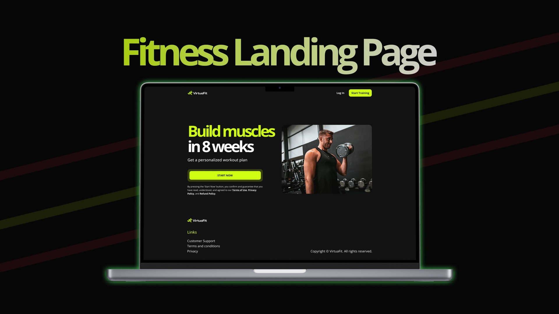 landing page design, funnel design, fitness landing page, website design, uxui design