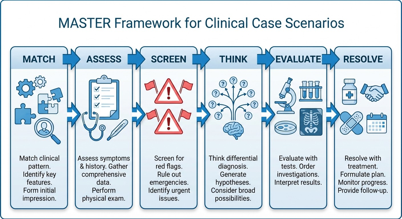MASTER framework flowchart for clinical case scenario solving