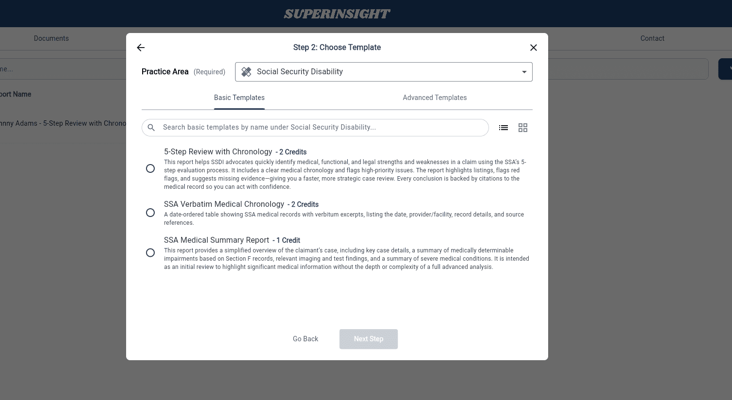 superinsight templates for ssd available for chronologies