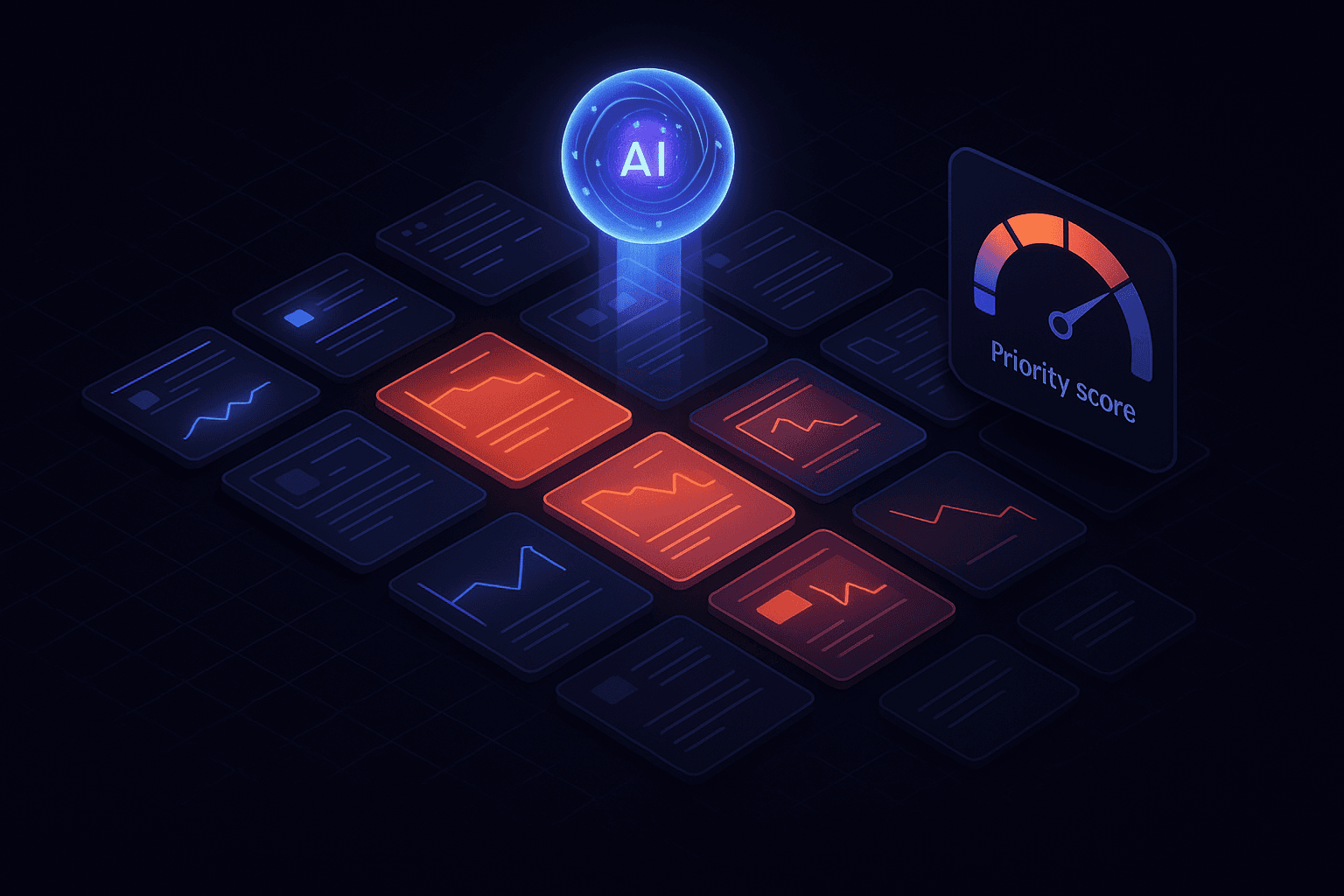AI-powered dashboard diagram flagging blog pages with traffic decay signals