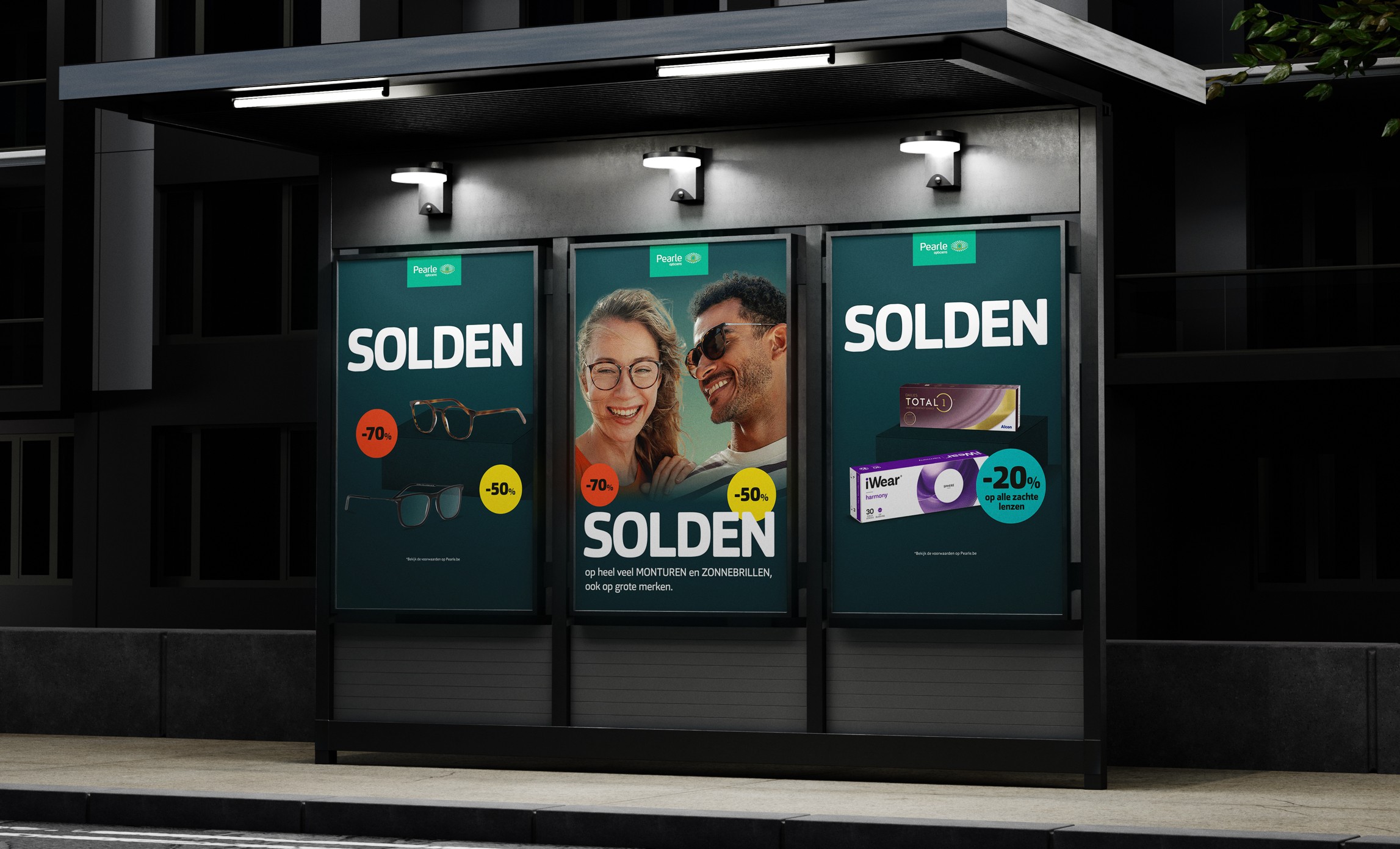 Streetside billboard with flyposters of the Batch.Works brand and illustrations