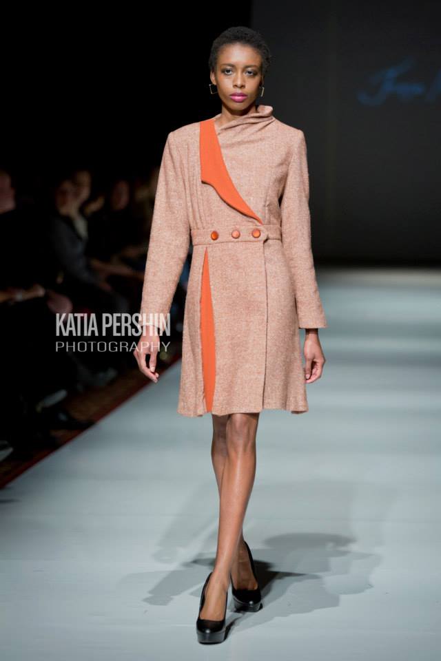 Short peach dress runway shot