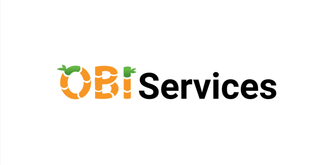 "OBI Services logo featuring orange and green design elements, representing a professional and dynamic business identity."
