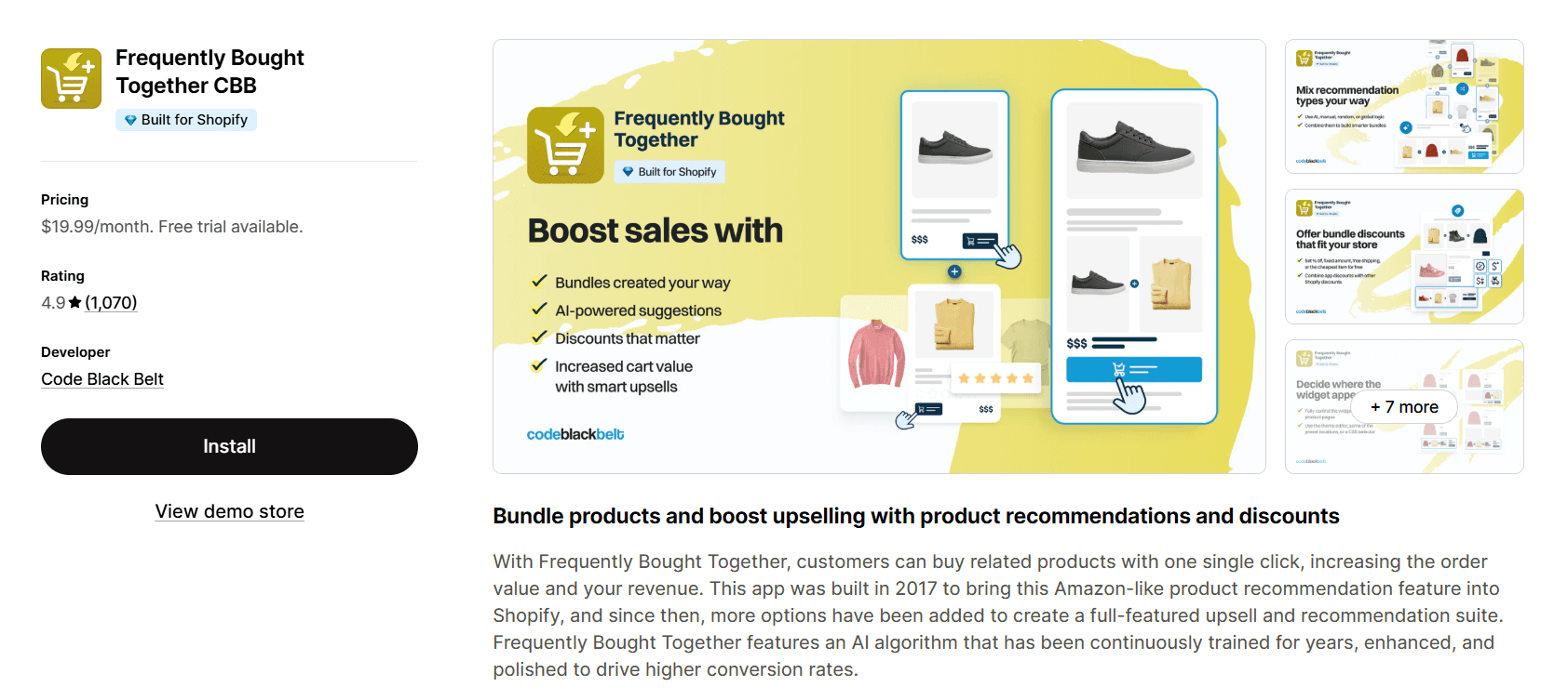 Frequently Bought Together app in Shopify AppStore