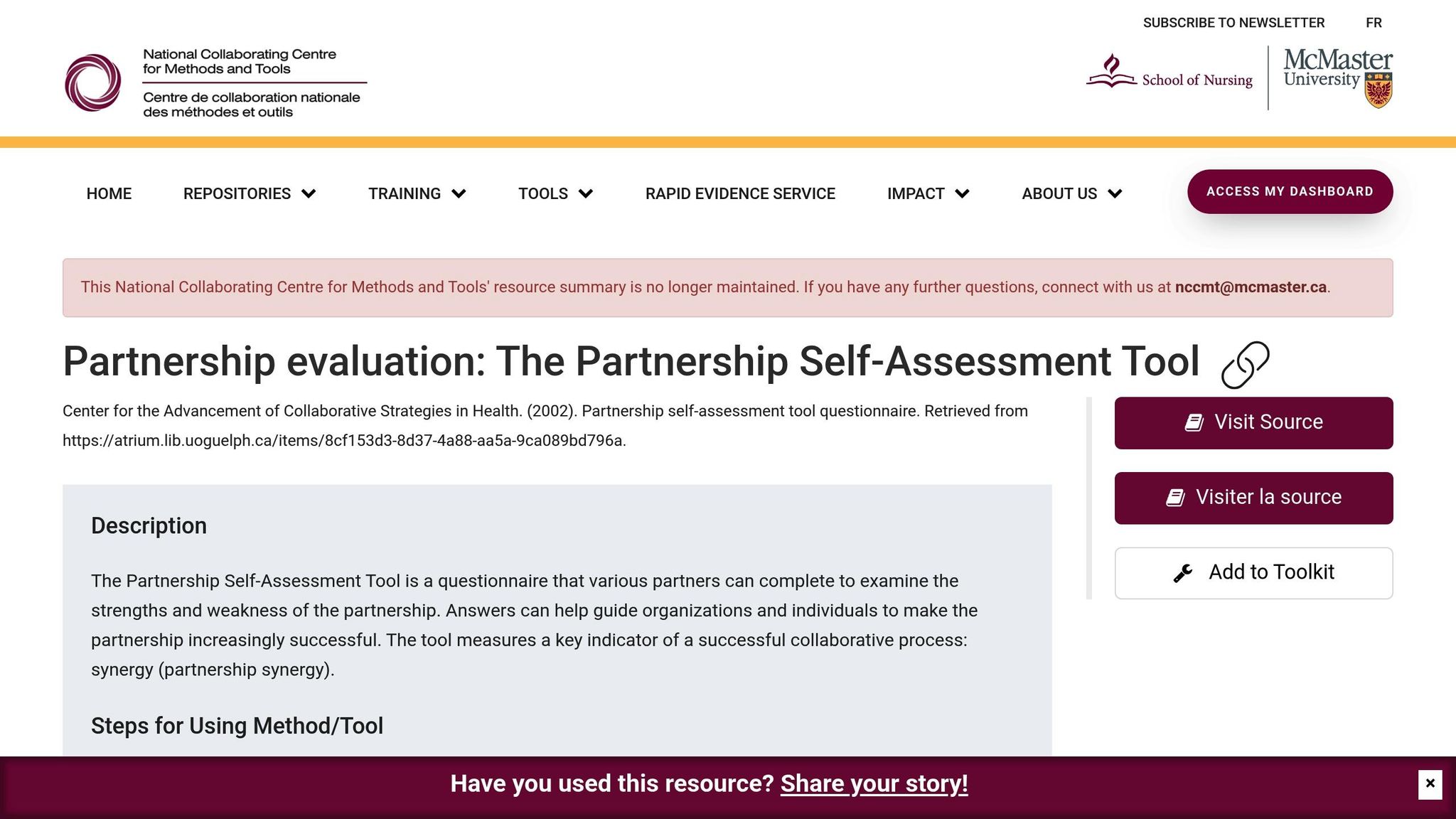 Partnership Self-Assessment Tool