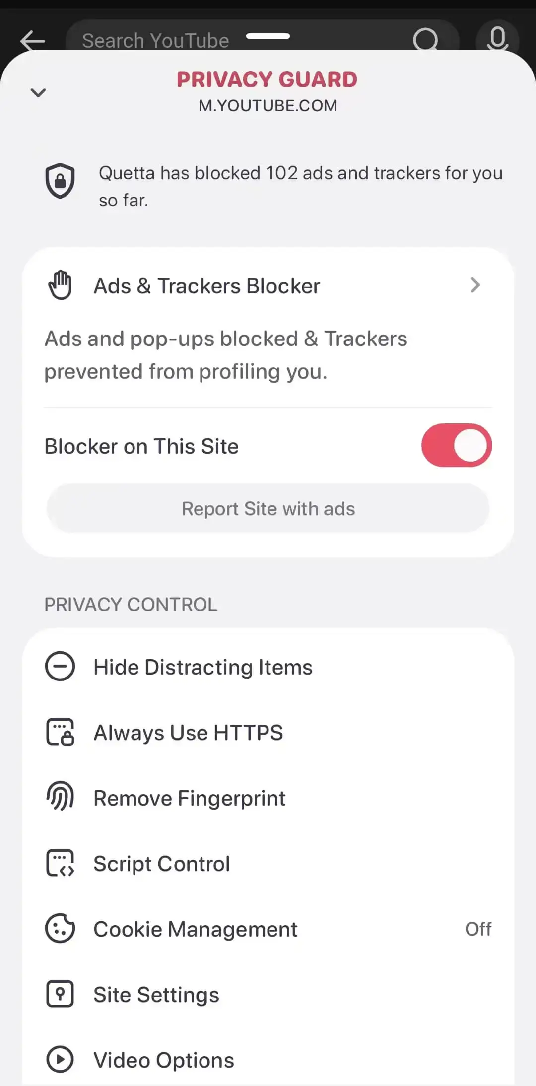 quetta browser block ads on android