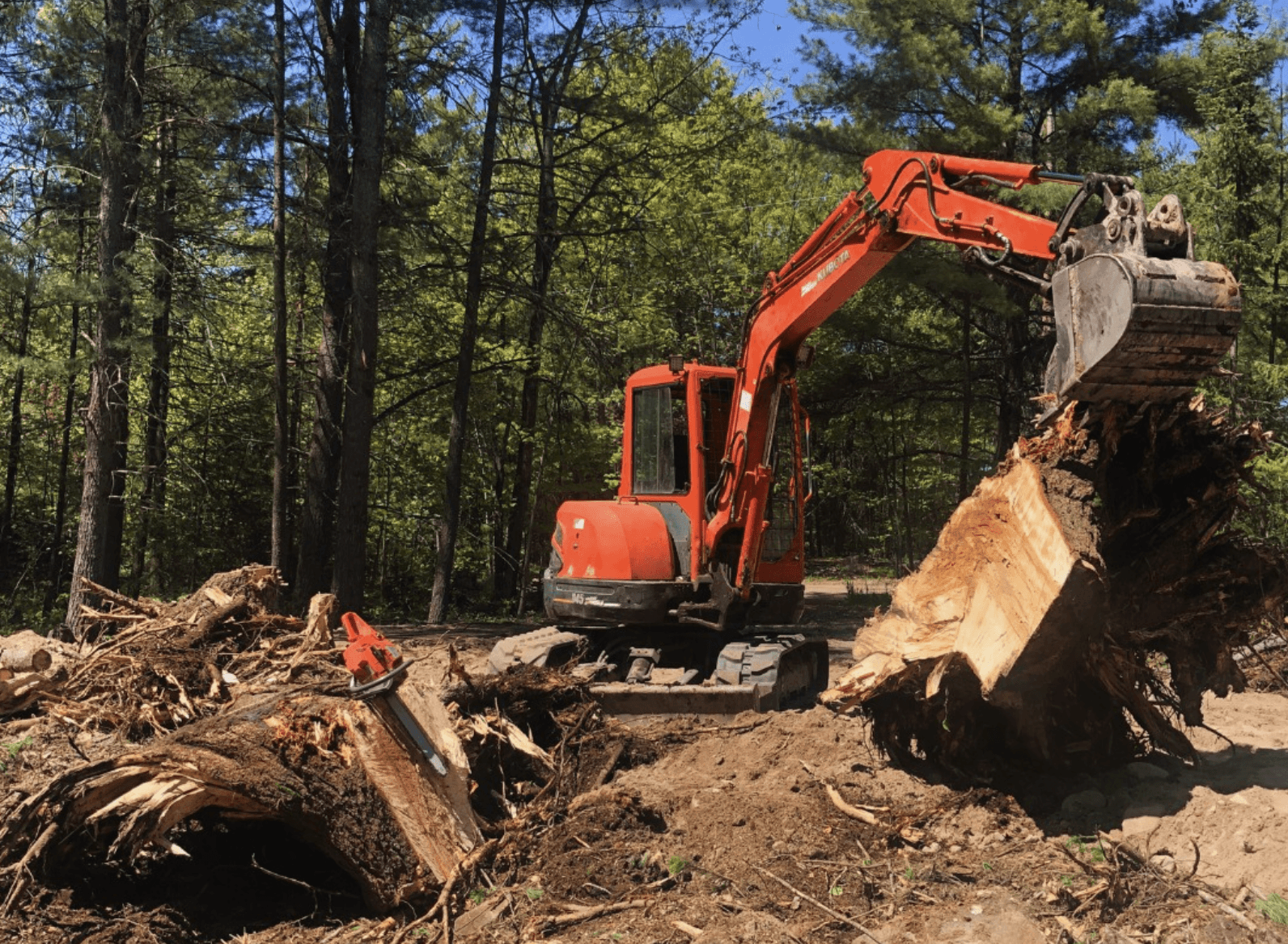 excavators working on location for septic tank