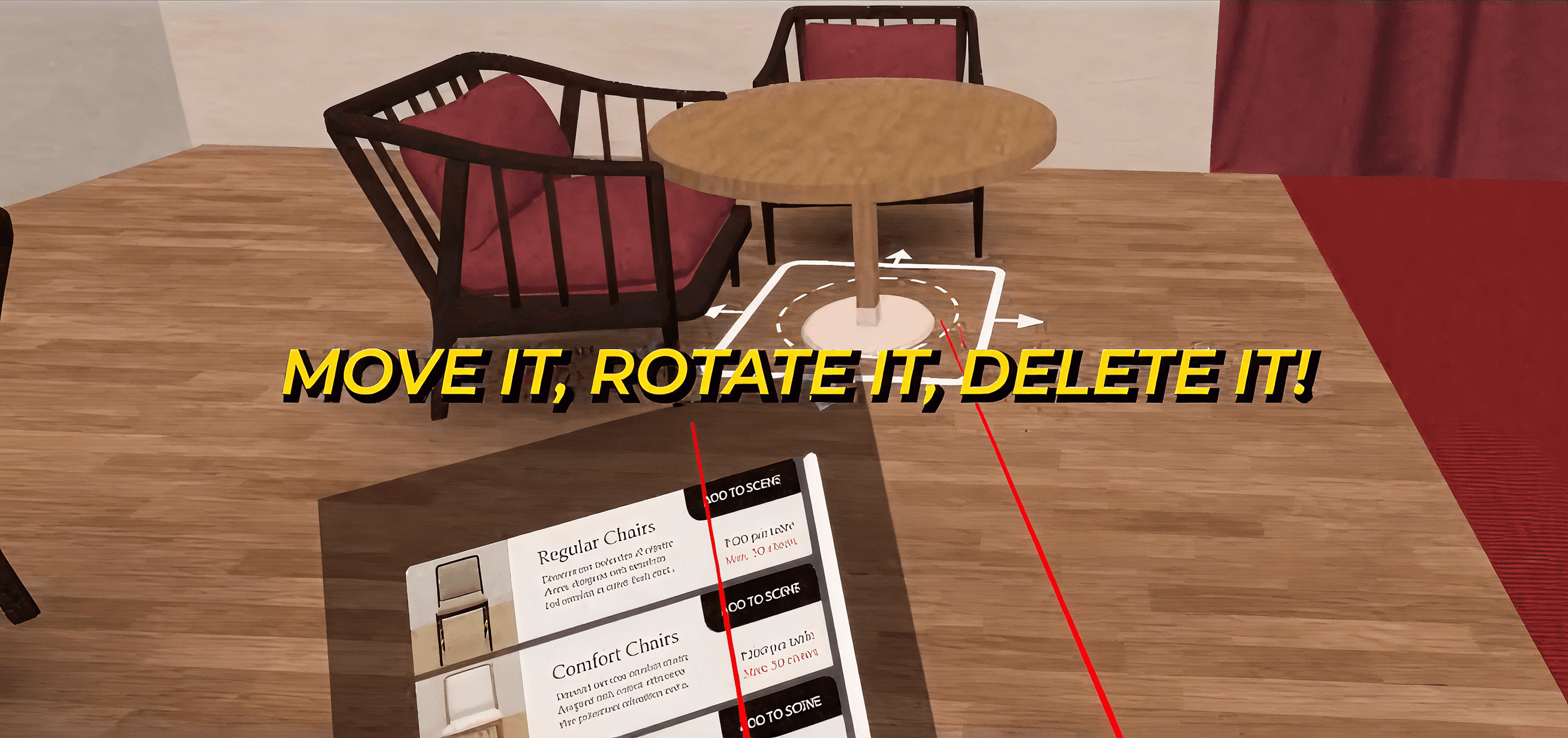 customizable chairs & tables in an environment