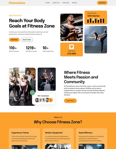 Fitness Zone ghl gym fitness website template 