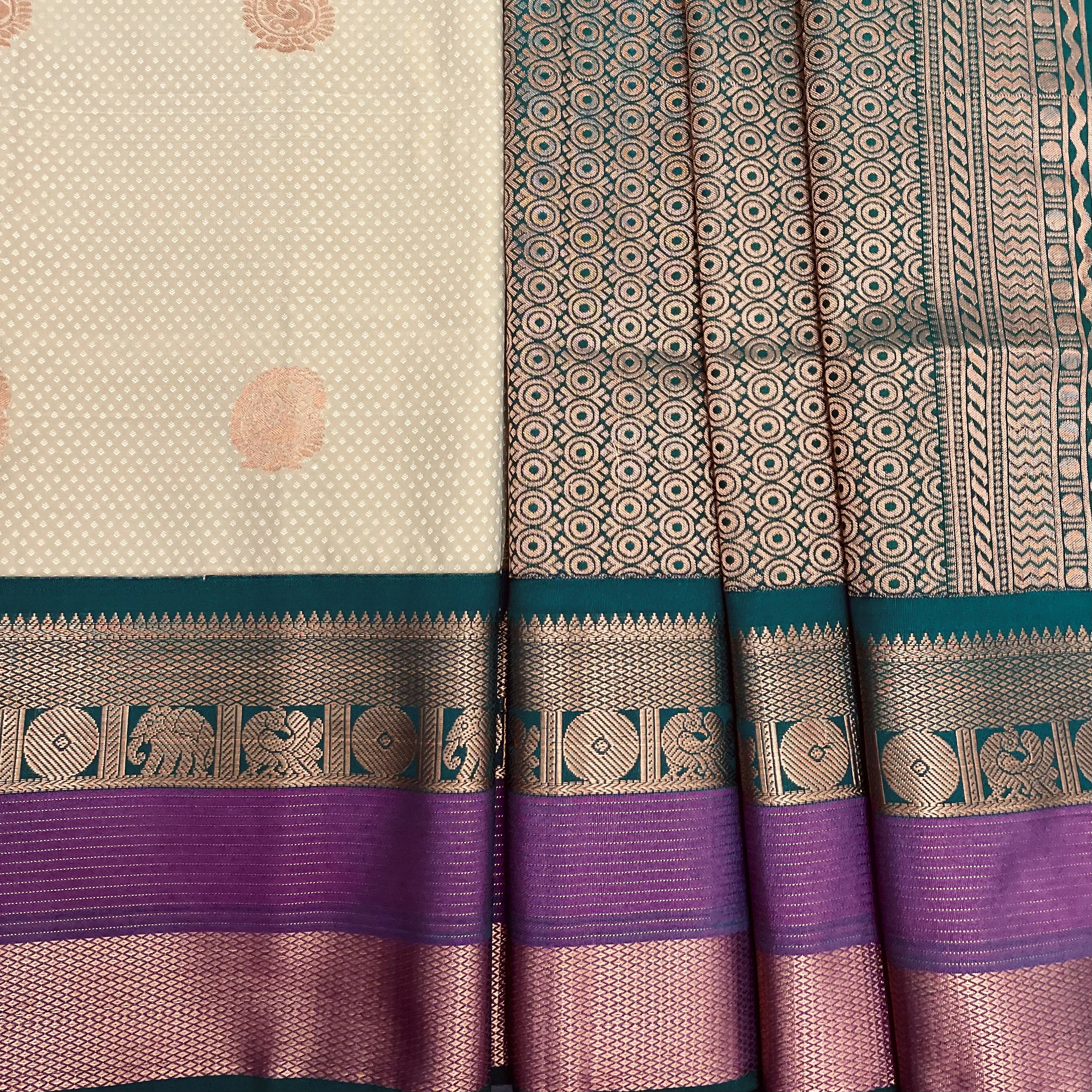 Ivory Semi Kanchivaram Art Silk Saree