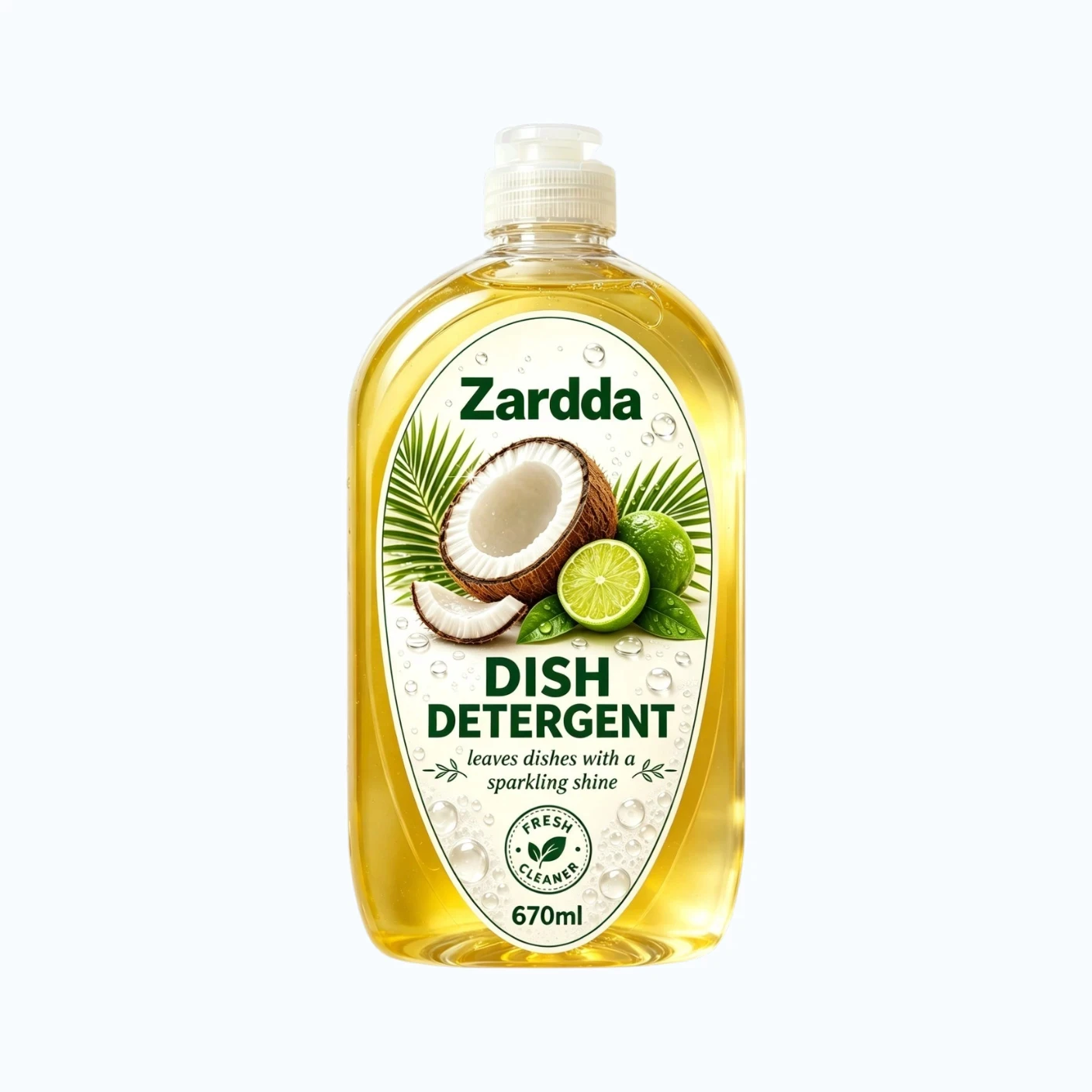High-efficiency dishwashing liquid in clear bulk bottles for supermarket retail, supporting private label (OEM) and sustainable chemical solutions.