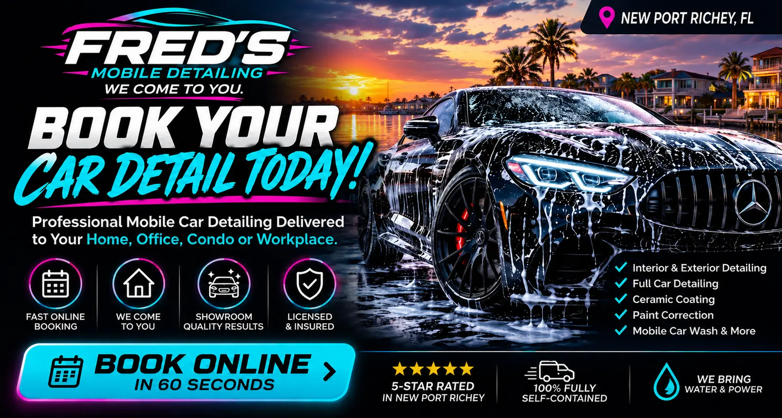 Book mobile car detailing in New Port Richey with Fred’s Mobile Detailing
